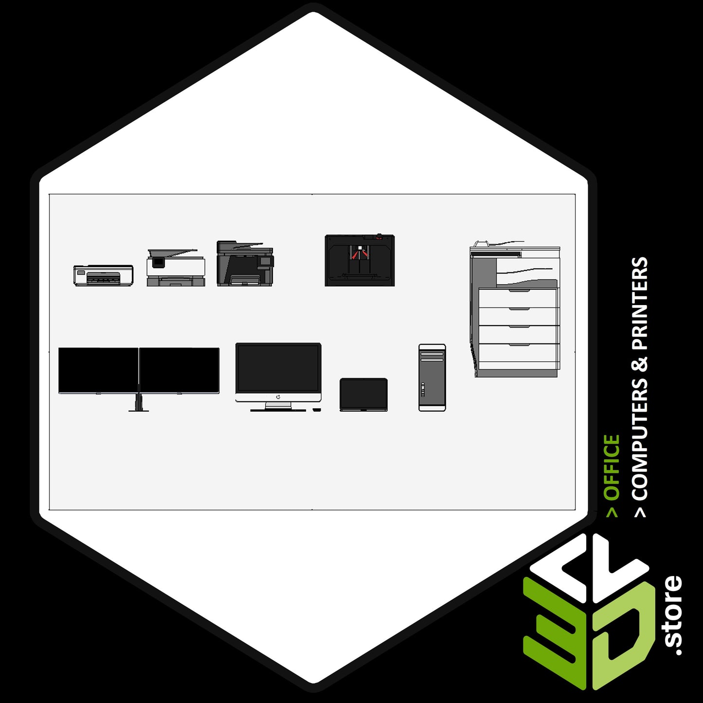 Computers & Printers - 3D Models for Cabinet Vision
