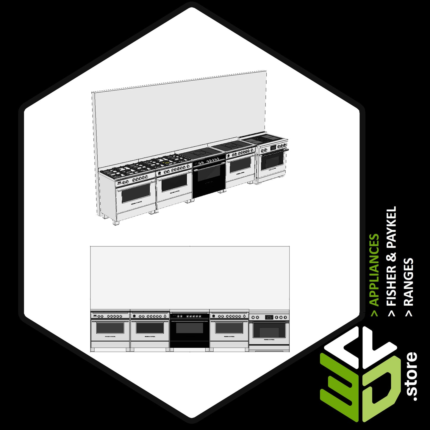 Fisher & Paykel - Ranges 3D Models for Cabinet Vision