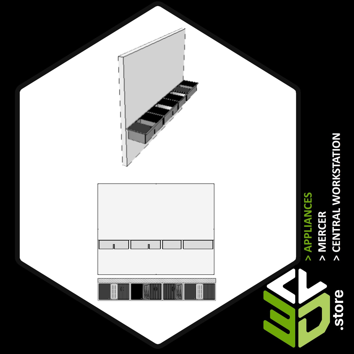 Mercer - Central Workstation 3D Models for Cabinet Vision