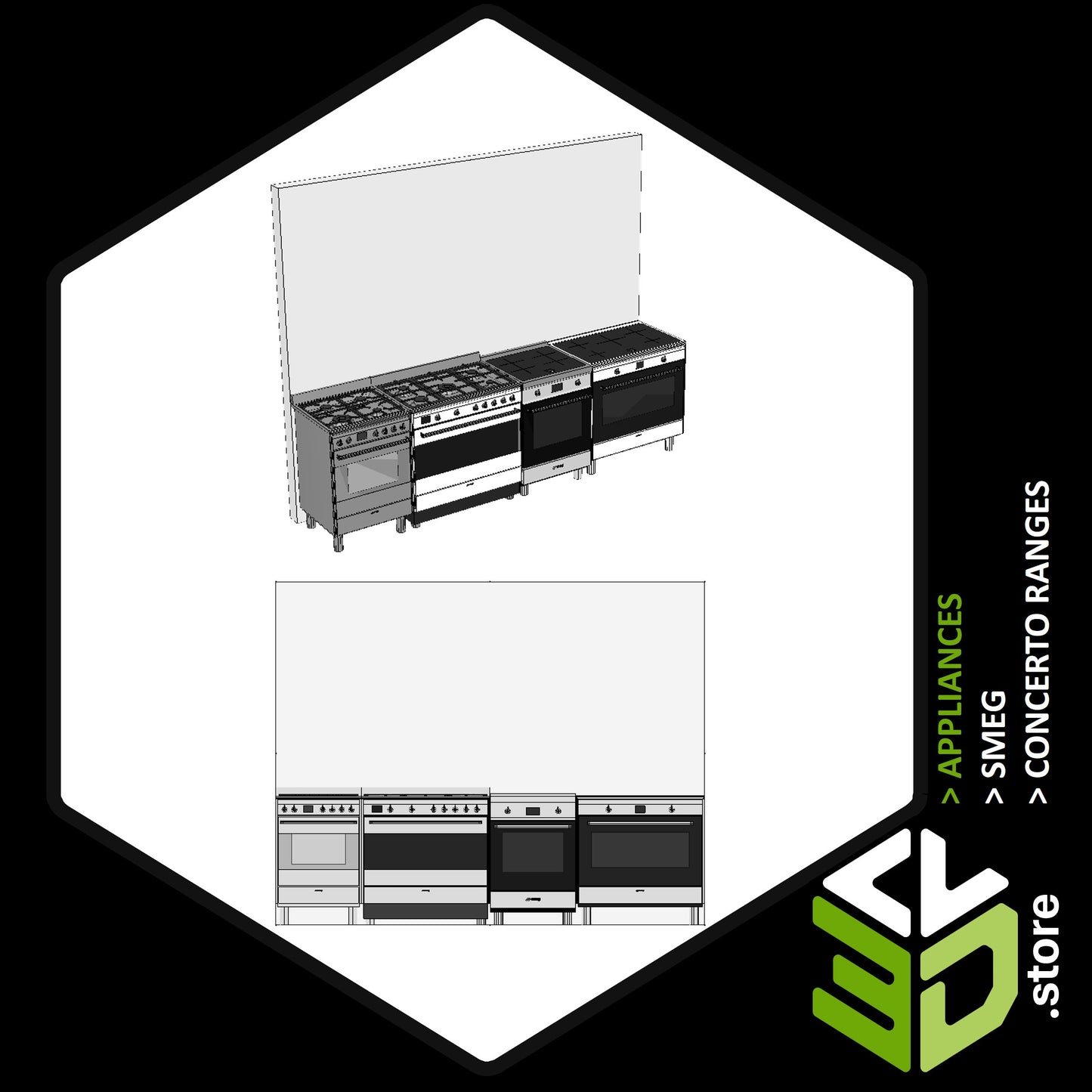SMEG- CONCERTO Ranges 3D Models for Cabinet Vision