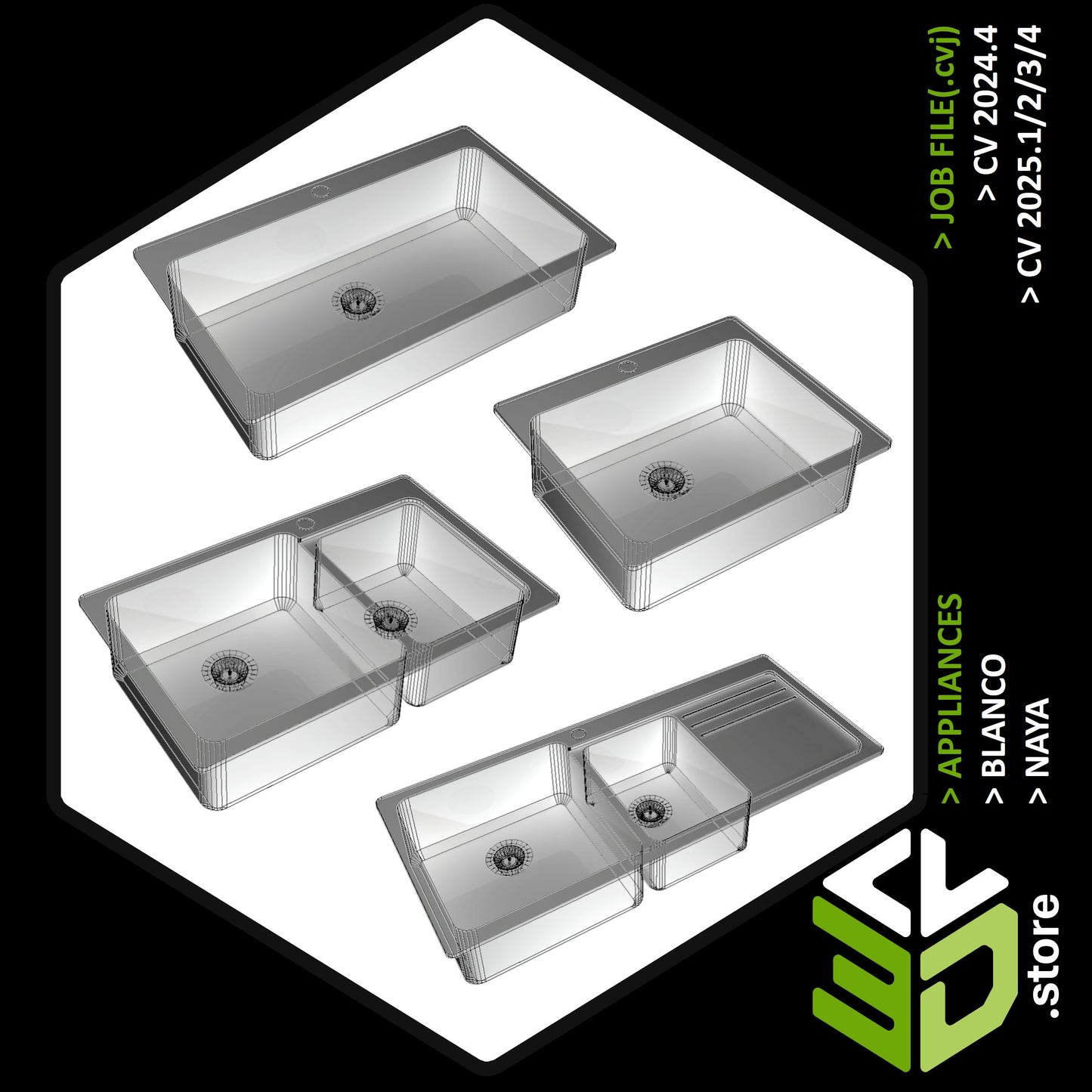 Blanco - Naya 3D Models for Cabinet Vision