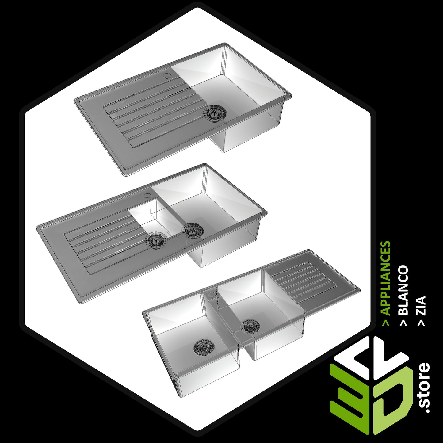 Blanco - Zia 3D Models for Cabinet Vision