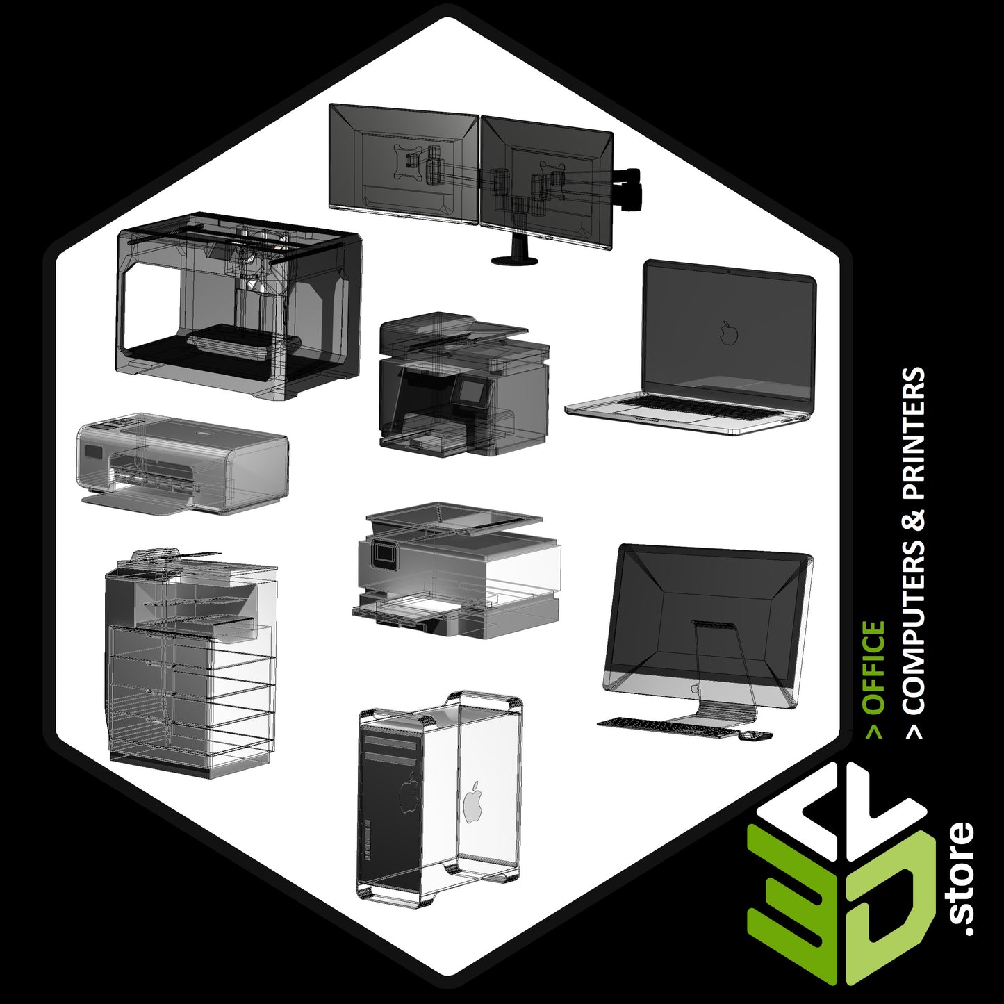 Computers & Printers - 3D Models for Cabinet Vision