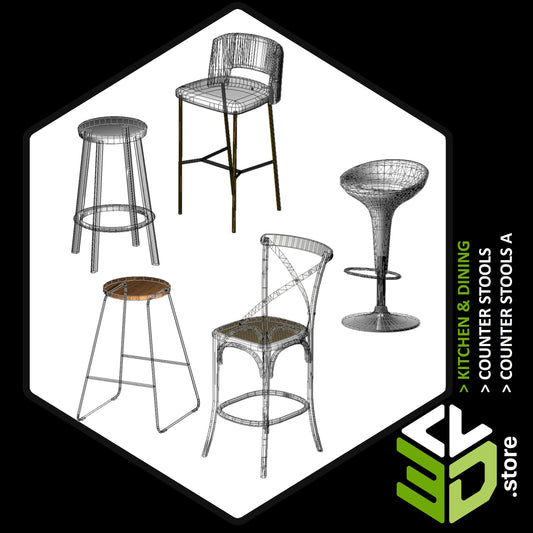 Counter Stools A - 3D Models for Cabinet Vision
