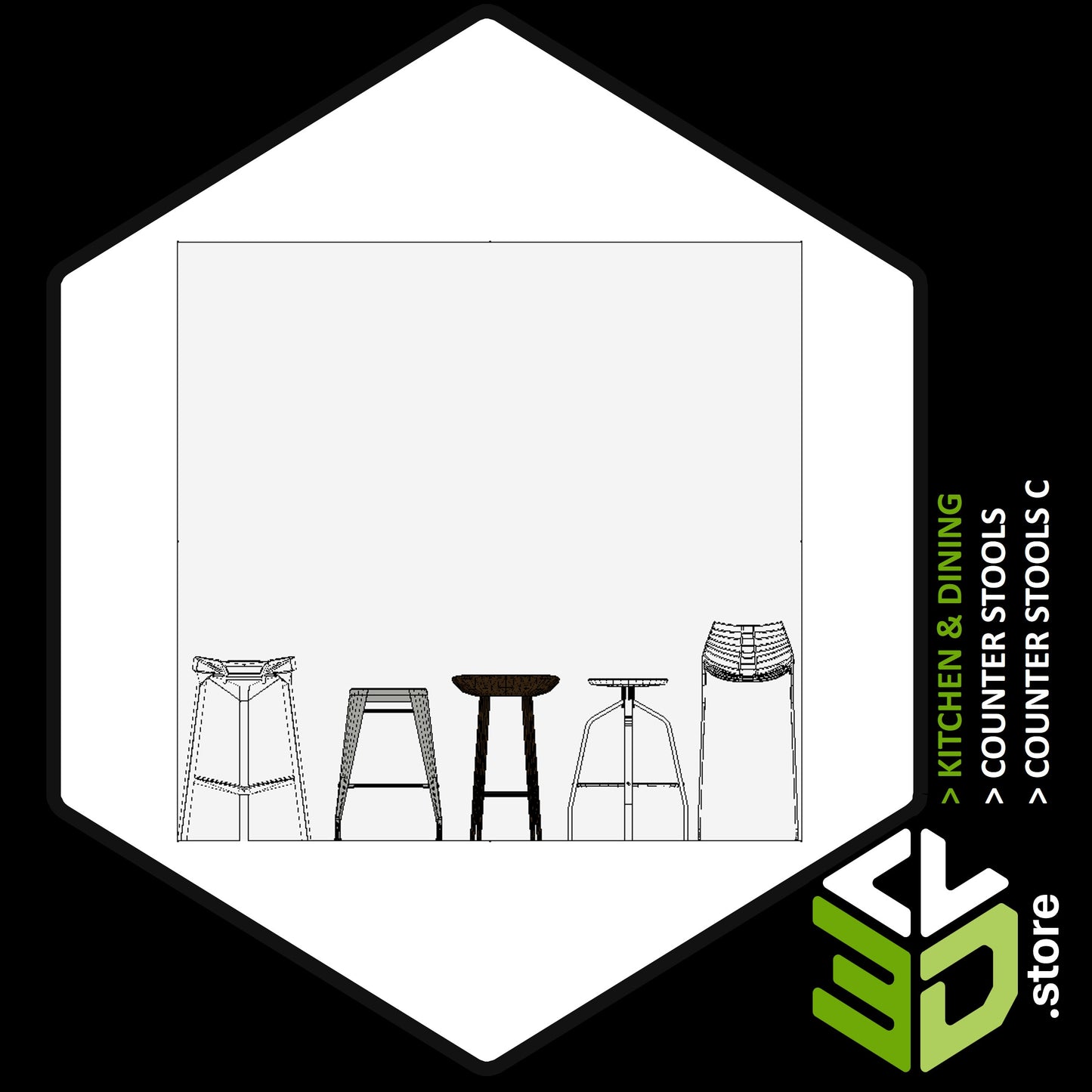 Counter Stools C - 3D Models for Cabinet Vision