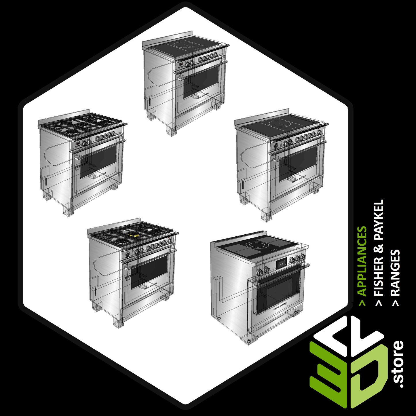 Fisher & Paykel - Ranges 3D Models for Cabinet Vision