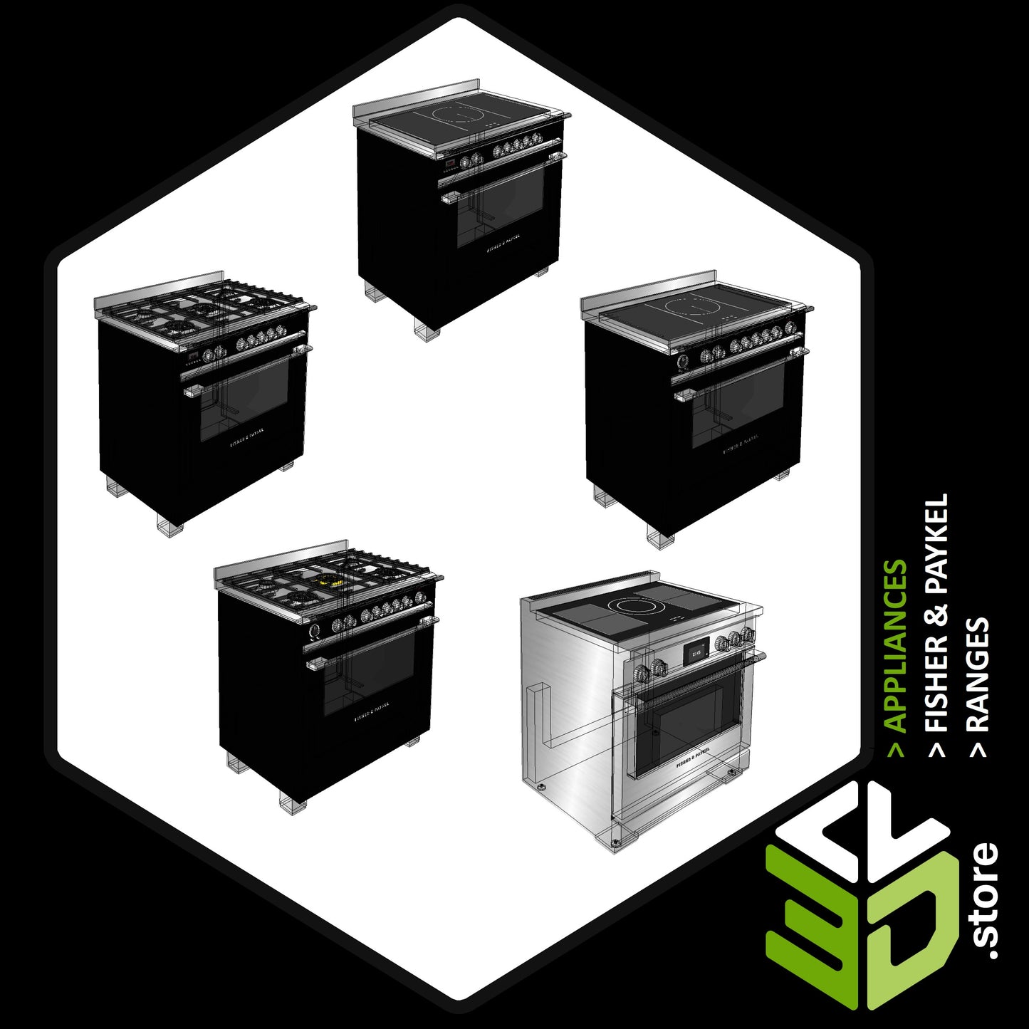 Fisher & Paykel - Ranges 3D Models for Cabinet Vision