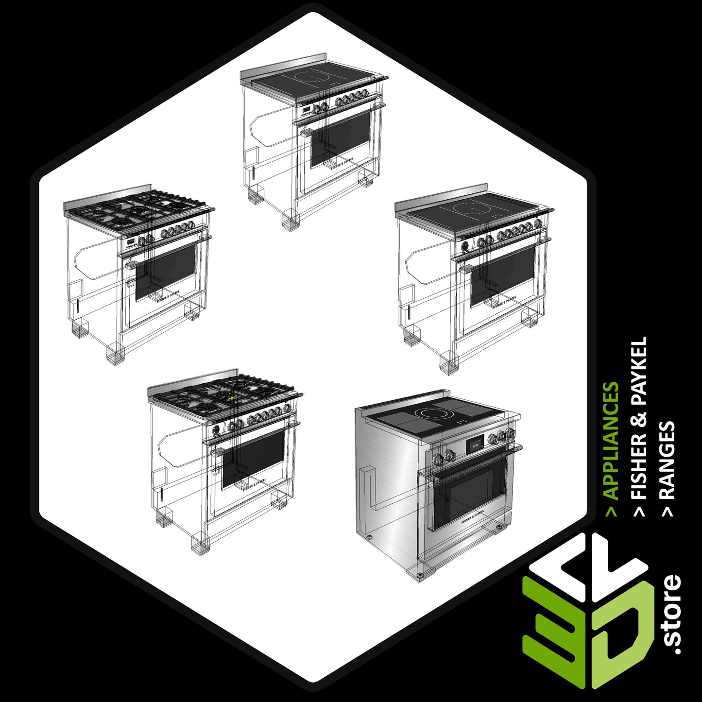 Fisher & Paykel - Ranges 3D Models for Cabinet Vision