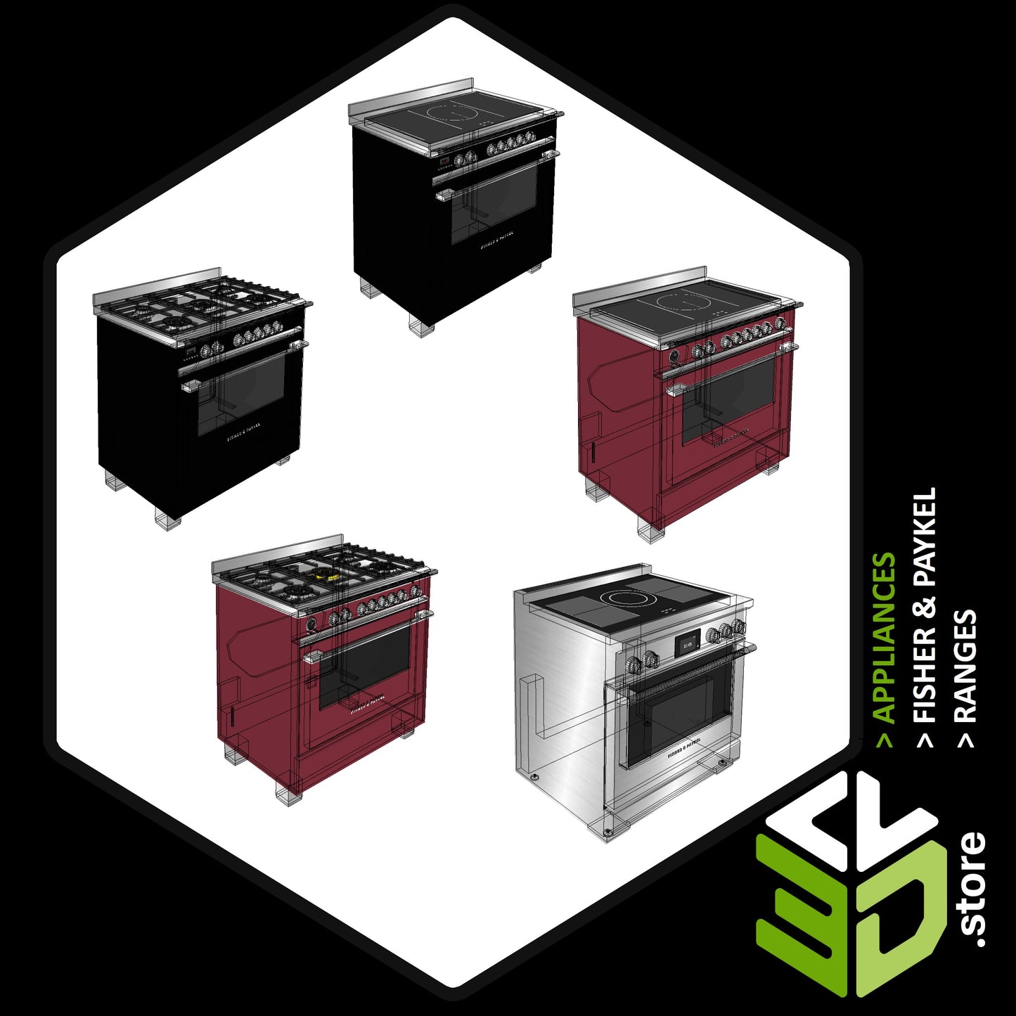 Fisher & Paykel - Ranges 3D Models for Cabinet Vision