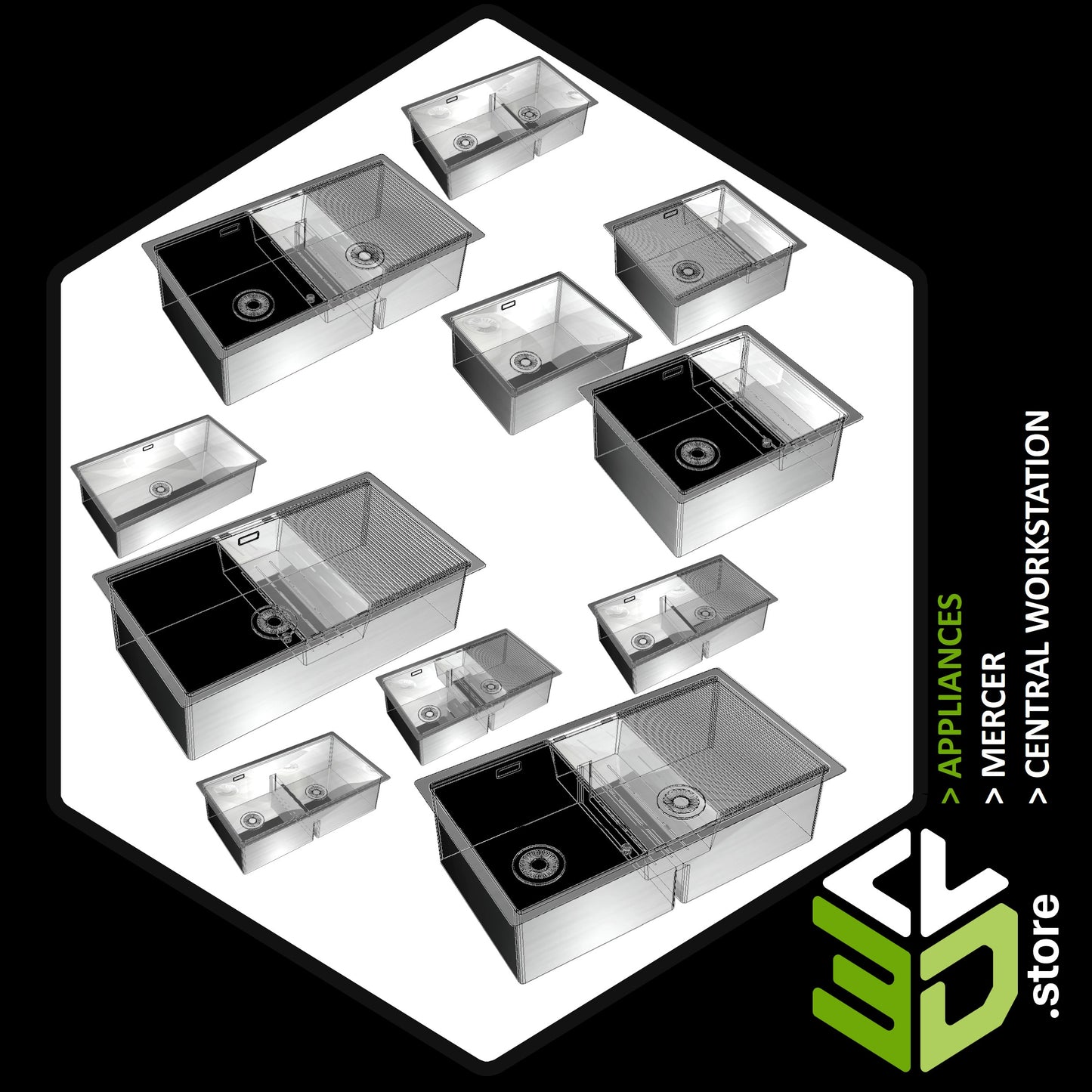 Mercer - Central Workstation 3D Models for Cabinet Vision