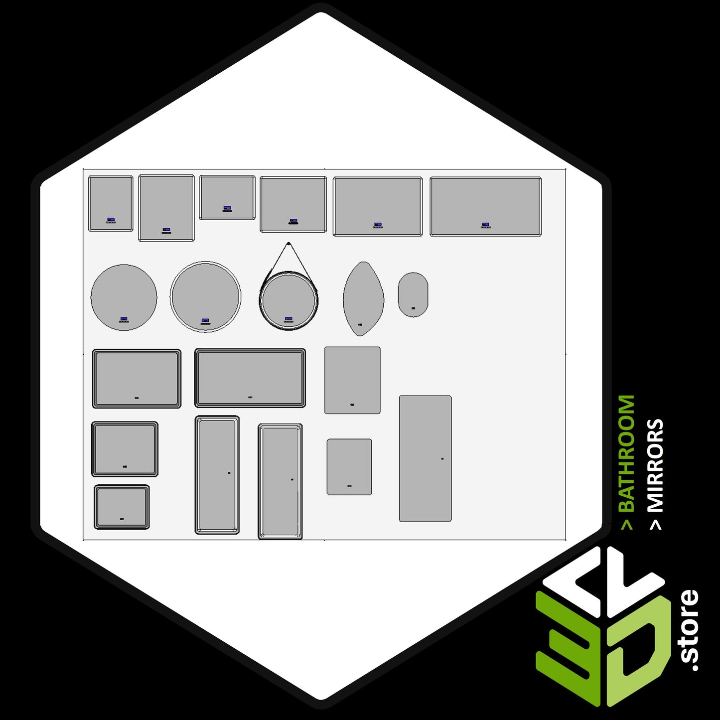 Mirrors- 3D Models for Cabinet Vision