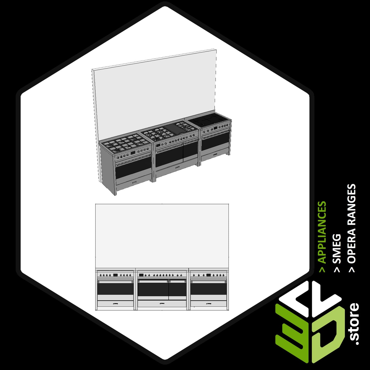 SMEG - OPERA Ranges - 3D Models for Cabinet Vision