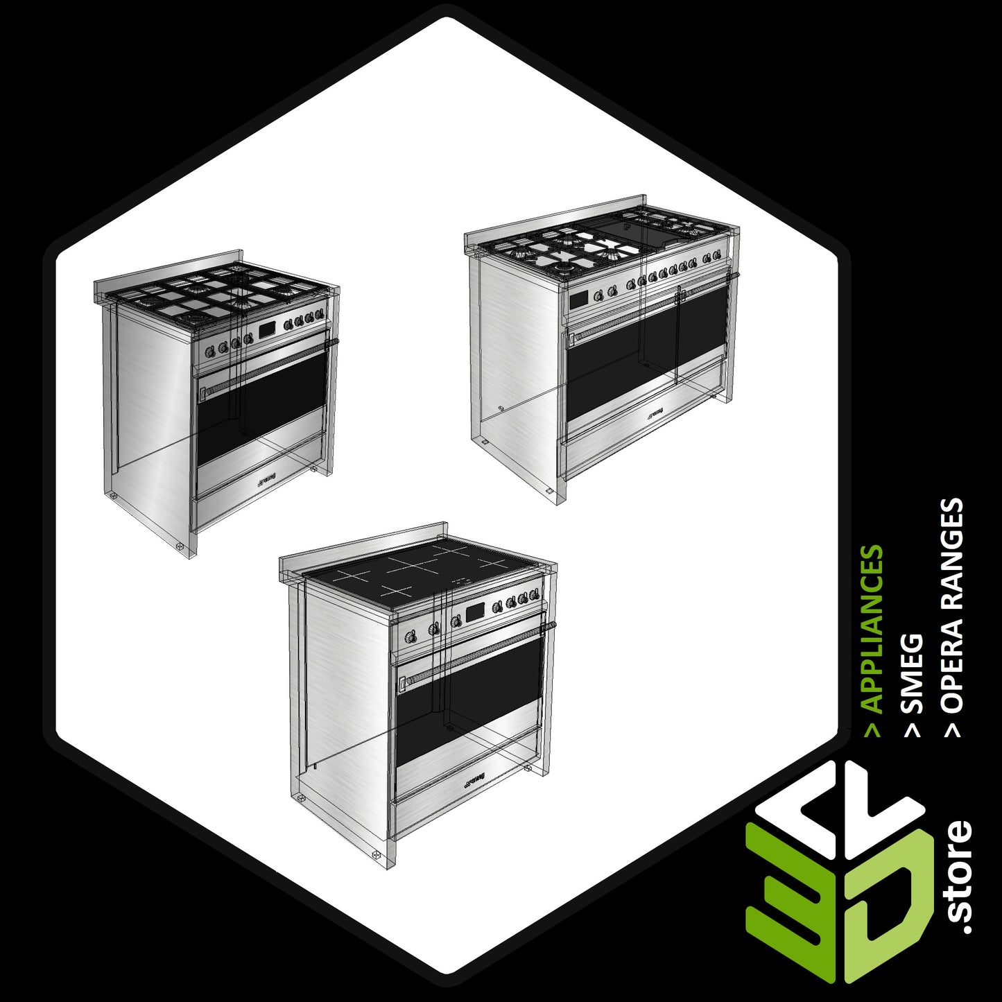 SMEG - OPERA Ranges - 3D Models for Cabinet Vision