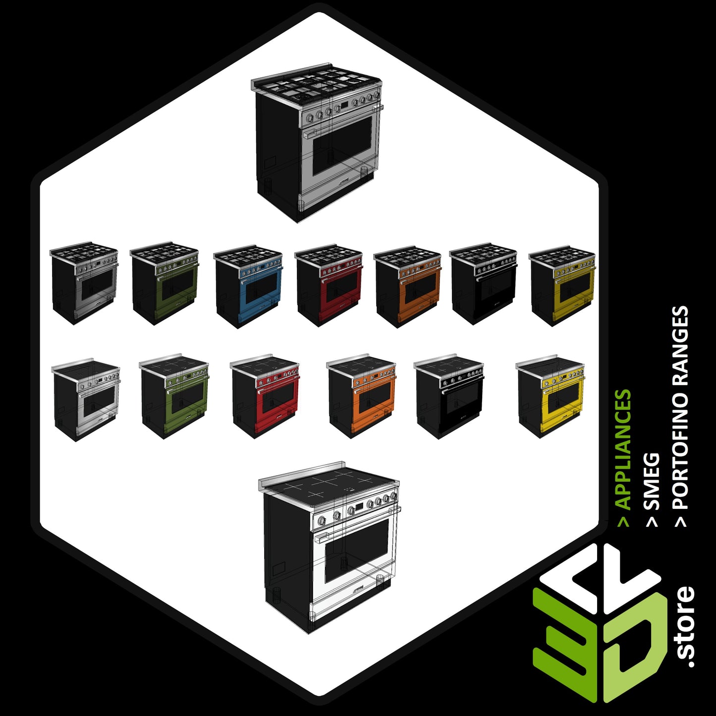 SMEG - PORTOFINO Ranges - 3D Models for Cabinet Vision