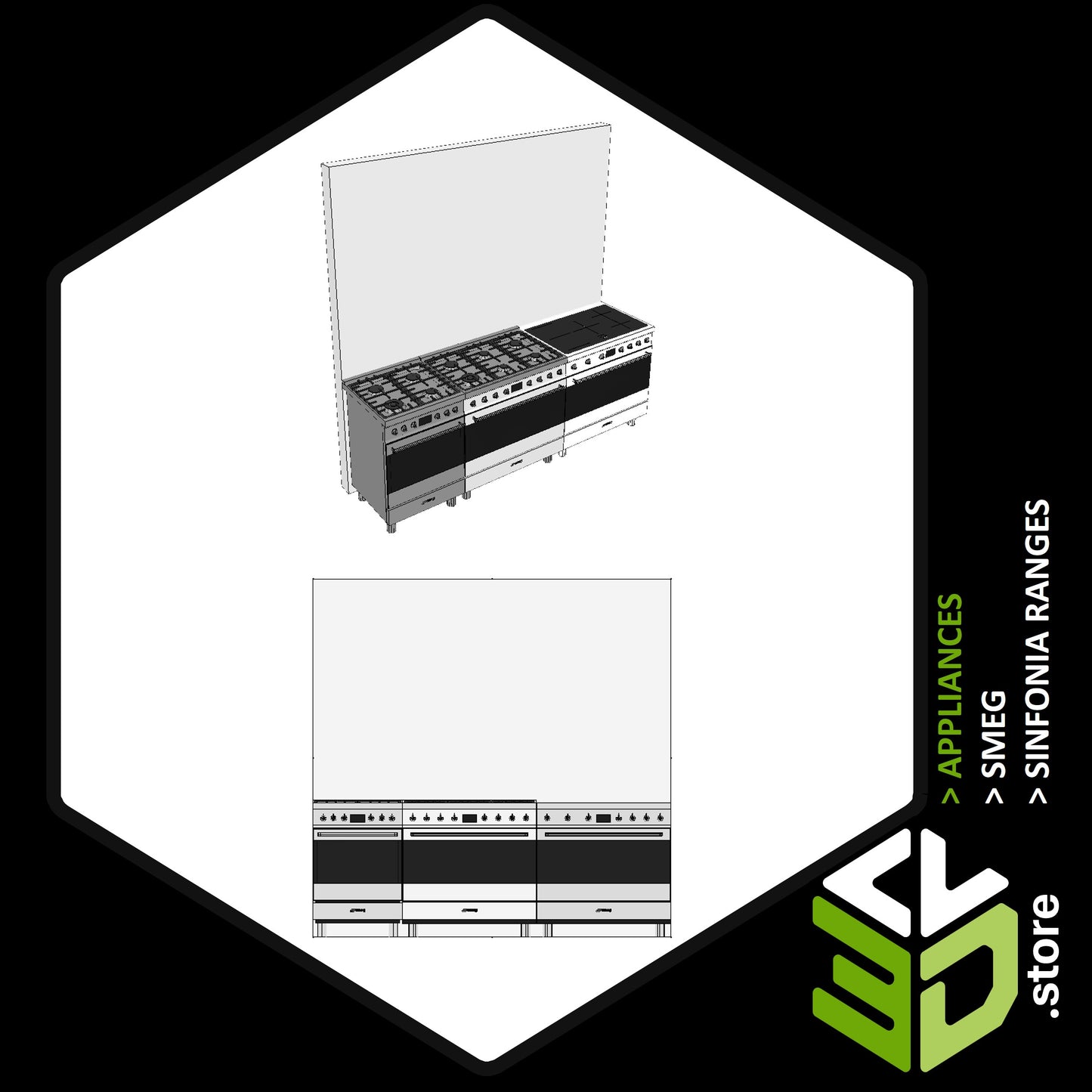 SMEG- SINFONIA Ranges - 3D Models for Cabinet Vision