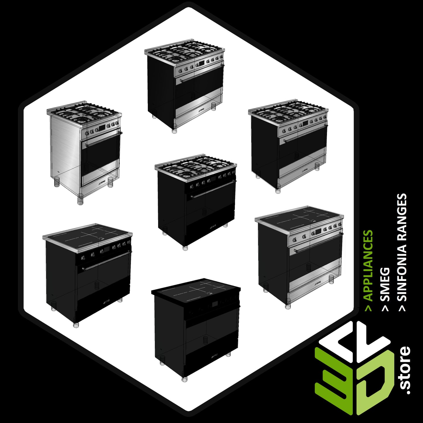 SMEG- SINFONIA Ranges - 3D Models for Cabinet Vision