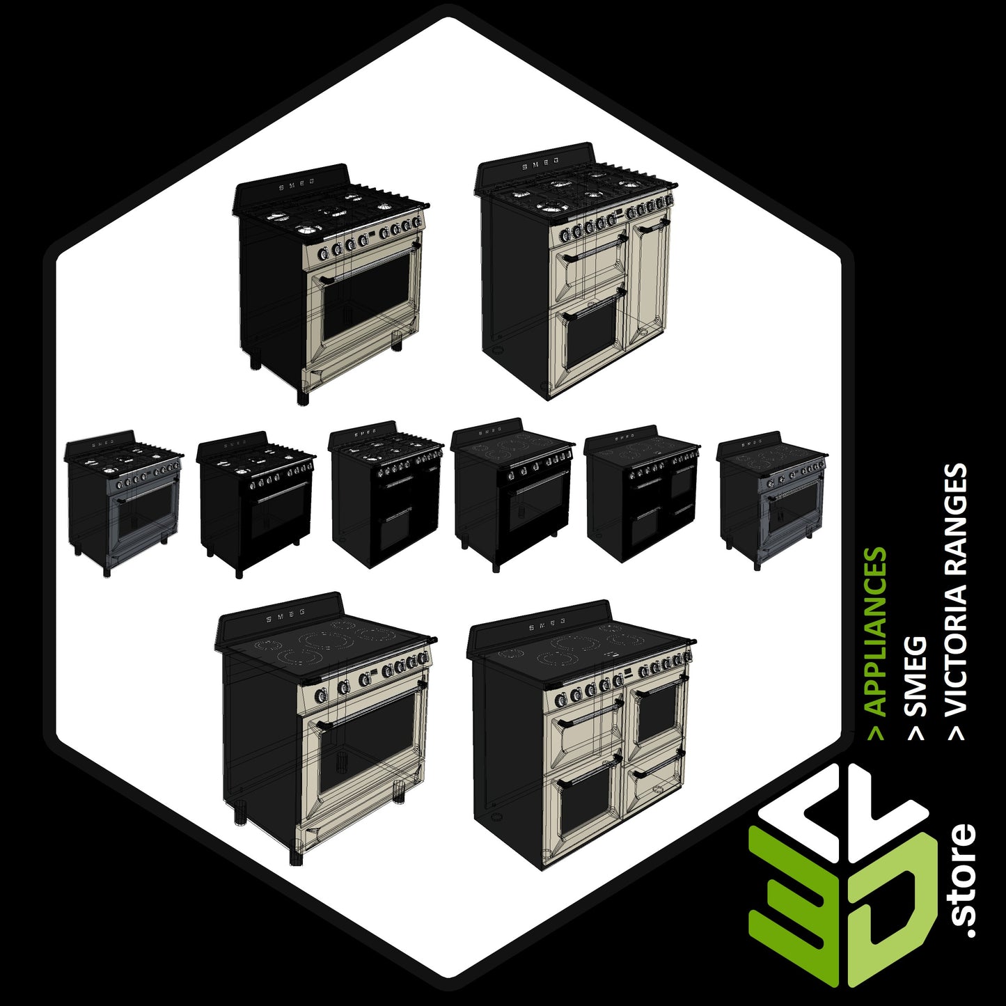 SMEG - VICTORIA Ranges - 3D Models for Cabinet Vision