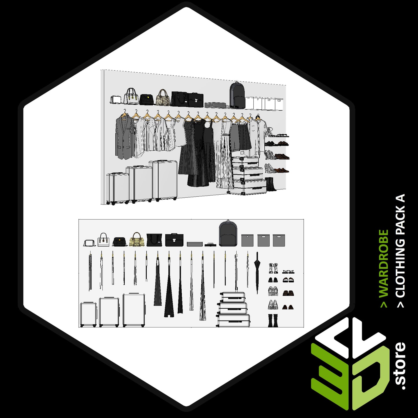 Clothing Pack A - 3D Models for Cabinet Vision