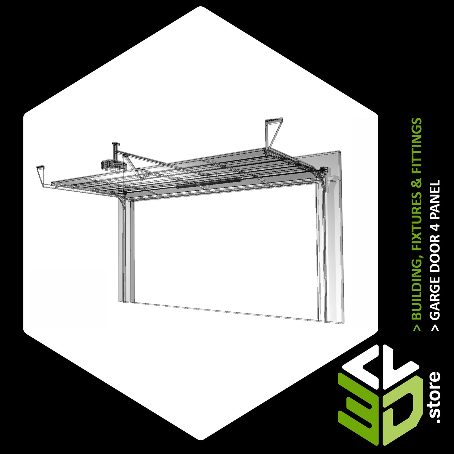 Garage Door 4 Panel - 3D Model for Cabinet Vision